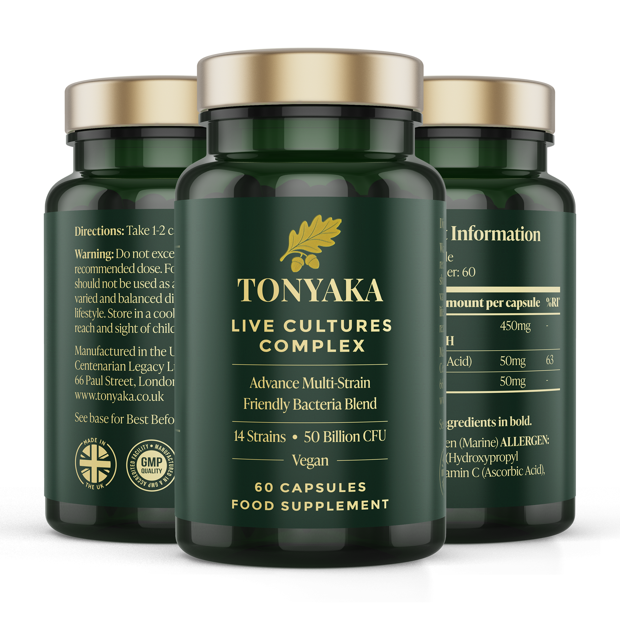 TONYAKA Live Cultures Complex | 50 Billion CFU | 14 Strain Probiotic