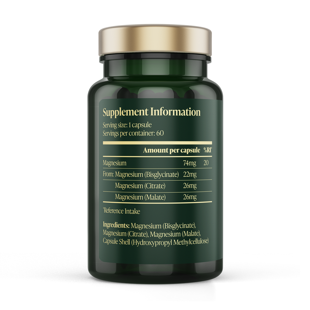 TONYAKA Triple Magnesium Complex | Bisglycinate, Citrate & Malate | 60 Vegan Capsules