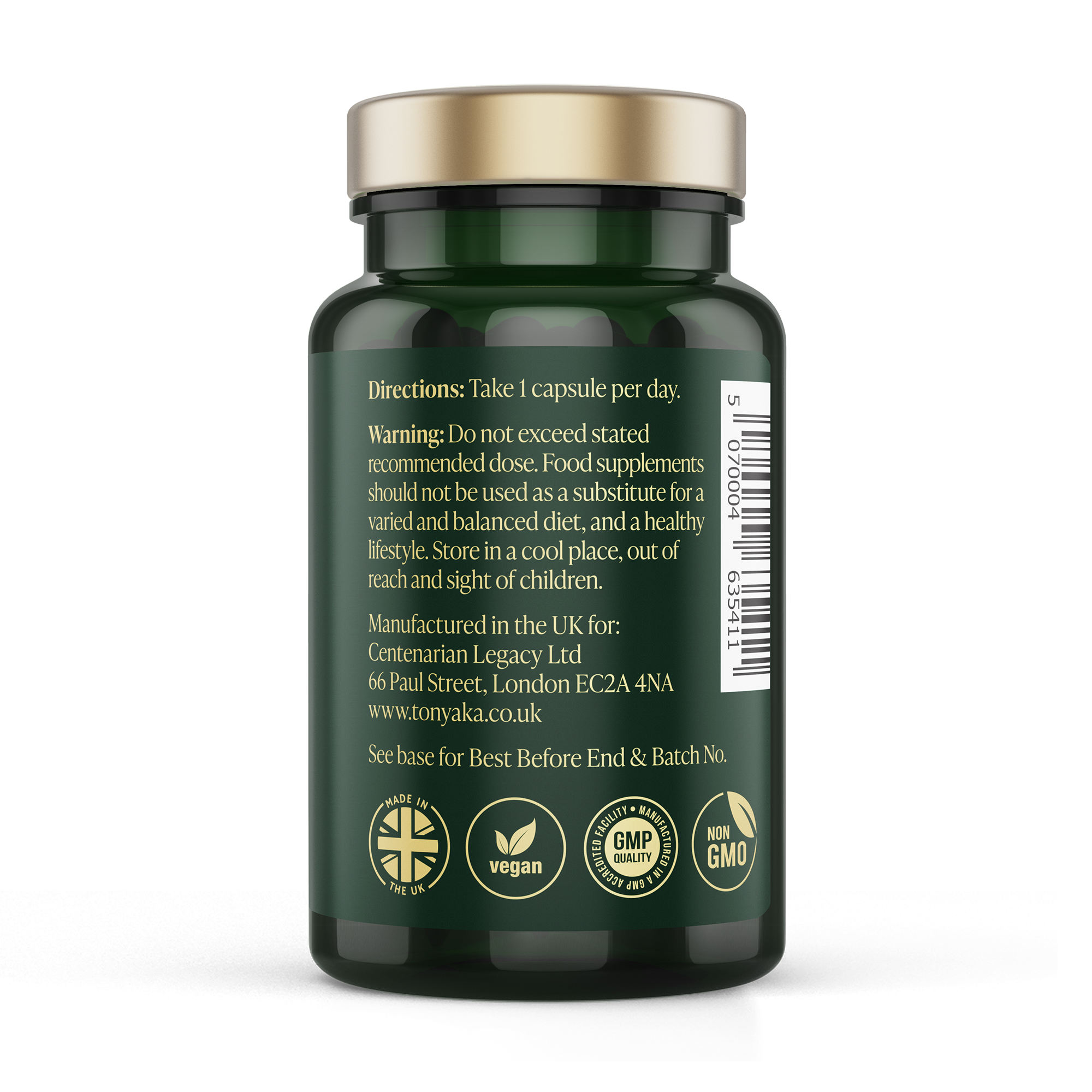 TONYAKA Triple Magnesium Complex | Bisglycinate, Citrate & Malate | 60 Vegan Capsules